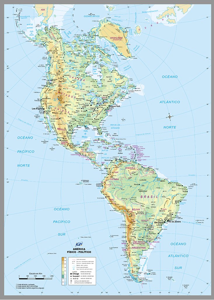 Mapa Mural Fisico Politico De America 0 95×1 30mts Continente Americano R388274 1 Ramirez Y